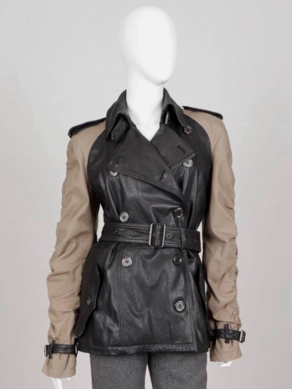 Burberry Brit Leather & Cotton Belted Jacket – US 4 - original price $1,795
